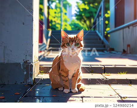 見つめる猫 124980214