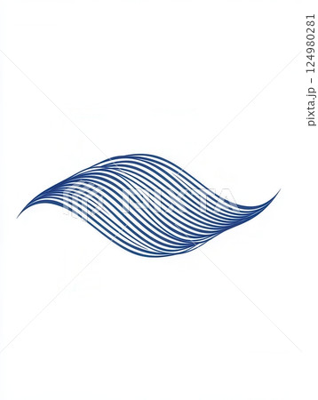 Calm blue wavy line icon conveying tranquility in a minimalist design focusing on abstract simplicity and soothing aesthetics 124980281