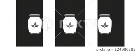 Elegant minimalist spice jar logo design showcasing simplicity in black and white for modern herbal branding 124980283