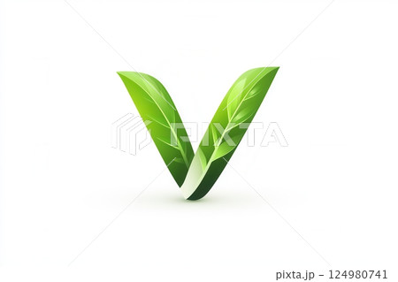 Clean green logo representing vegetarian food with leaf elements symbolizes healthy lifestyle and sustainable eating choices 124980741