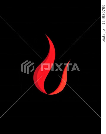 Modern chili pepper logo featuring a bold red color and a minimalist fire icon in a sleek design on a dark background 124980799