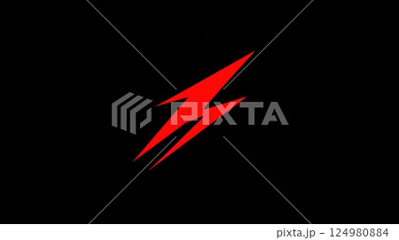 Red lightning bolt icon on a black background...のイラスト素材 [124980884] - PIXTA