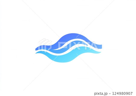 Minimalist wavy blue line design symbolizing calmness in an abstract style for modern aesthetics and relaxation themes 124980907