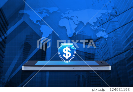 Business money insurance and protection online concept, Elements of this image furnished by NASA 124981198