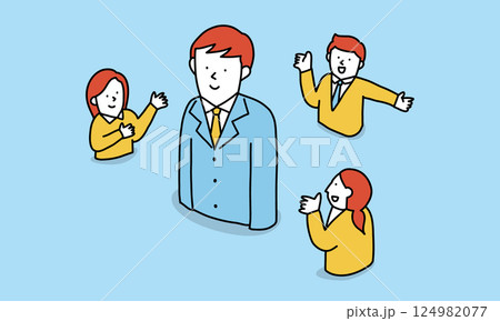 人材をサポートするプロフェッショナル　いろんな人の話を聞く男性 124982077