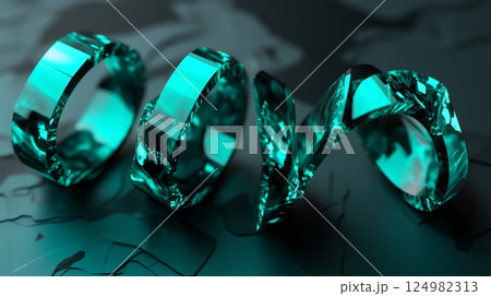 A striking 3D render of a futuristic tech banner bursting with turquoise and teal hues, dynamically composed with sleek block elements. Generative AI 124982313
