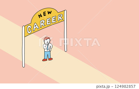 キャリアパス、転職について考える男性ビジネスマンイメージイラスト キャリアパス、転職について考える男性ビジネスマンイメージイラスト 124982857