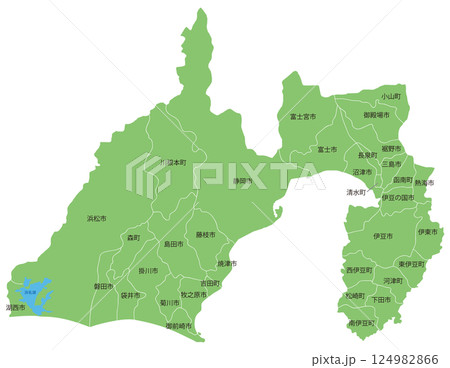 分割できる静岡県地図 市町名あり 分割できる静岡県地図 市町名あり 124982866