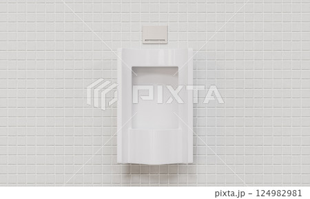 Clean Men's Restroom White Urinal. 3D Rendering Clean Men's Restroom White Urinal. 3D Rendering 124982981