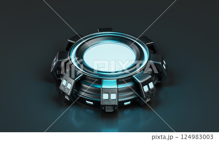 Sci-Fi Future Platform Podium. 3D Rendering. 124983003
