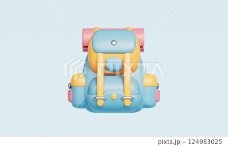Travel Backpack Bag Icon. 3D Rendering. Travel Backpack Bag Icon. 3D Rendering. 124983025