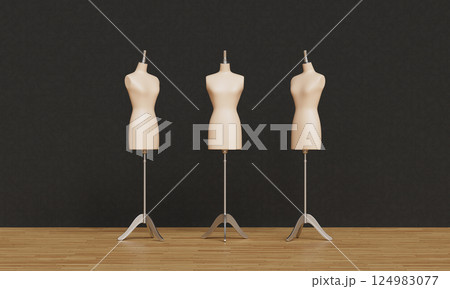 Women's Clothing Torso Mannequin Dummy Mock up. 3D Rendering Women's Clothing Torso Mannequin Dummy Mock up. 3D Rendering 124983077