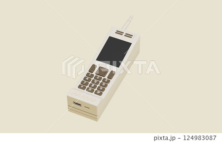 Vintage Retro Mobile Phone Mock up. 3D Rendering. Vintage Retro Mobile Phone Mock up. 3D Rendering. 124983087