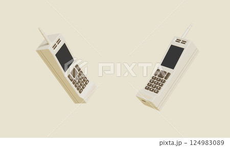 Vintage Retro Mobile Phone Mock up. 3D Rendering. 124983089