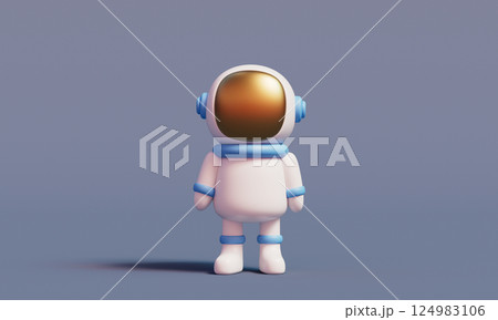 Cartoon Space Man Astronaut Character. 3D Rendering. Cartoon Space Man Astronaut Character. 3D Rendering. 124983106