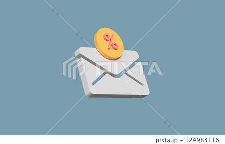 Percent Discount Online Shopping Icon. 3D Rendering 124983116