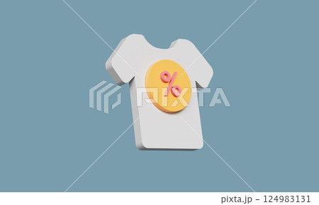 Percent Discount Online Shopping Icon. 3D Rendering 124983131
