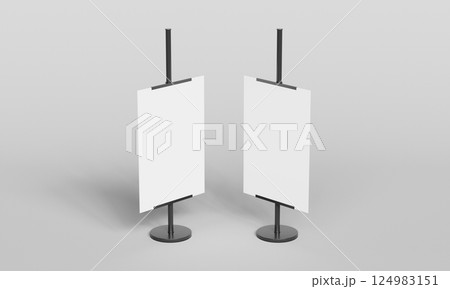 Stand Easel Banner Sign Mock up. 3D Rendering. 124983151
