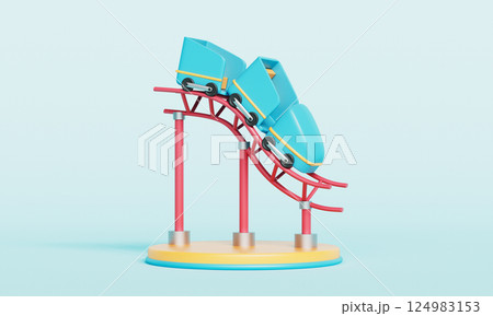 Amusement Park Roller Coaster Icon. 3D Rendering. Amusement Park Roller Coaster Icon. 3D Rendering. 124983153