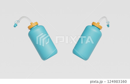Sports Water Bottle with Straw Mock up. 3D Rendering. Sports Water Bottle with Straw Mock up. 3D Rendering. 124983160
