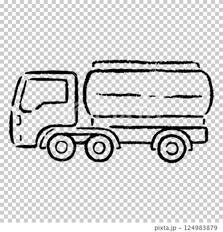 手繪油罐車插畫_黑白 手繪油罐車插畫_黑白 124983879