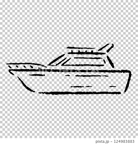 手繪船圖_黑白 手繪船圖_黑白 124983883