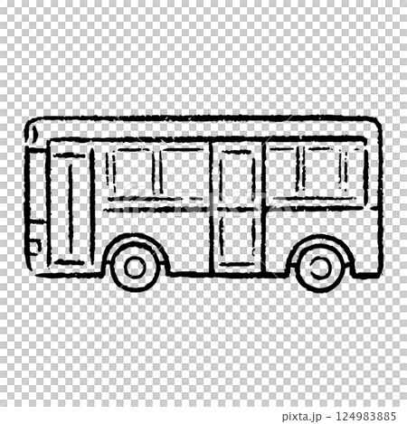 手描きの市バスのイラスト_白黒 124983885