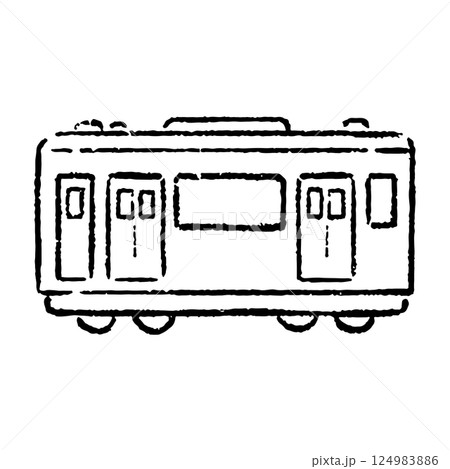 手描きの電車のイラスト_白黒 手描きの電車のイラスト_白黒 124983886
