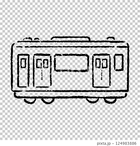 手描きの電車のイラスト_白黒 手描きの電車のイラスト_白黒 124983886