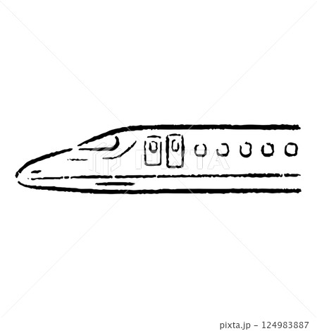 手描きの新幹線のイラスト_白黒 手描きの新幹線のイラスト_白黒 124983887