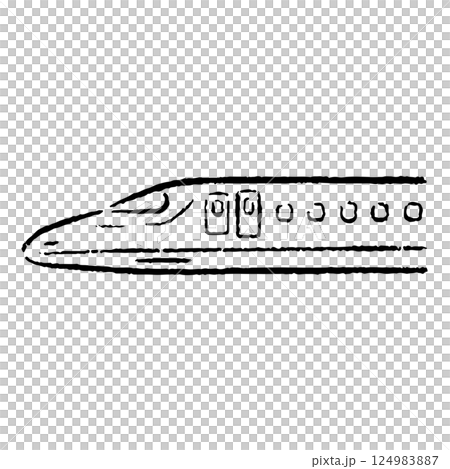 手描きの新幹線のイラスト_白黒 手描きの新幹線のイラスト_白黒 124983887