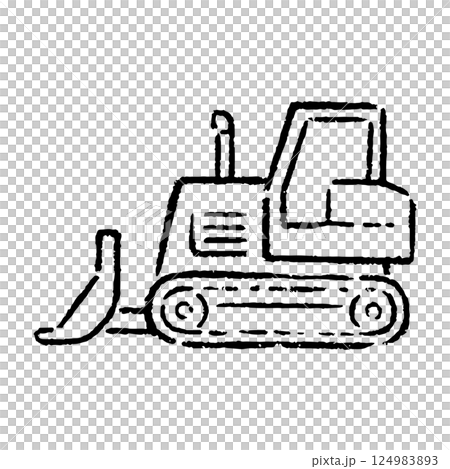 Hand-drawn bulldozer illustration_black and white Hand-drawn bulldozer illustration_black and white 124983893