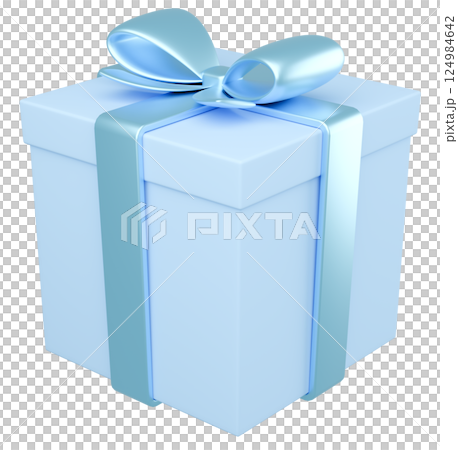 3Dイラスト_プレゼント_水色 124984642
