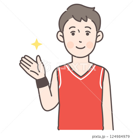 案内するバスケットボール男子選手 124984979