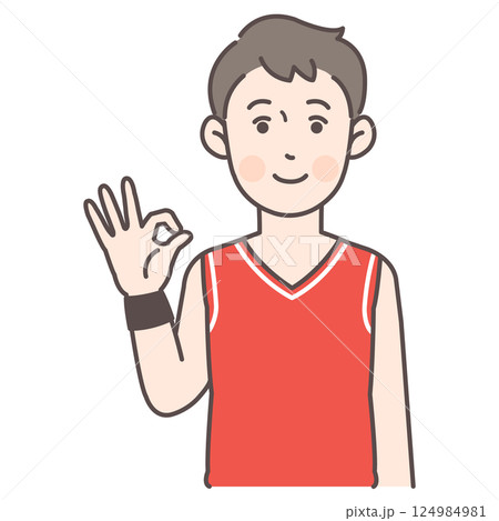 OKサインを出すバスケットボール男子選手 124984981