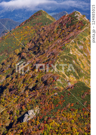 飯豊連峰・ダイグラ尾根から見る紅葉の宝珠山 飯豊連峰・ダイグラ尾根から見る紅葉の宝珠山 124985015