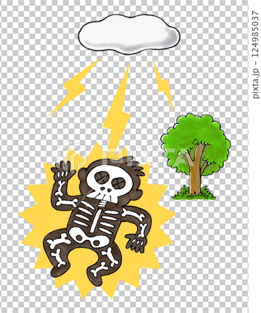 落雷をうけた男性と木 124985037