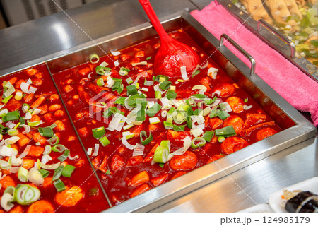 Korean traditional spicy food. Tteokbokki Korean traditional spicy food. Tteokbokki 124985179