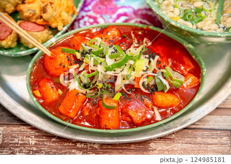 Korean traditional spicy food. Tteokbokki 124985181