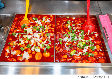 Korean traditional spicy food. Tteokbokki Korean traditional spicy food. Tteokbokki 124985183