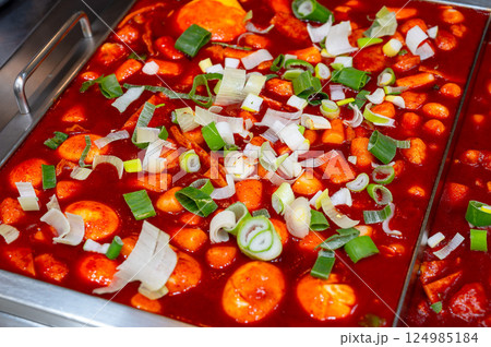 Korean traditional spicy food. Tteokbokki Korean traditional spicy food. Tteokbokki 124985184
