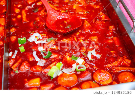 Korean traditional spicy food. Tteokbokki Korean traditional spicy food. Tteokbokki 124985186