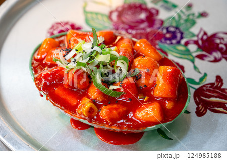 Korean traditional spicy food. Tteokbokki 124985188