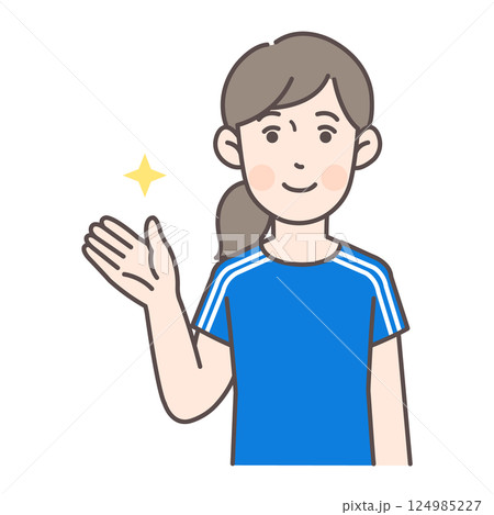 案内するサッカー女子選手 124985227