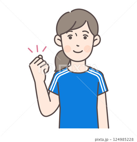 ガッツポーズするサッカー女子選手 124985228