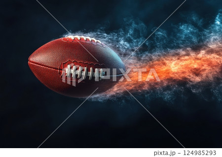 Dynamic football action shot field sports photography nighttime dramatic perspective Dynamic football action shot field sports photography nighttime dramatic perspective 124985293