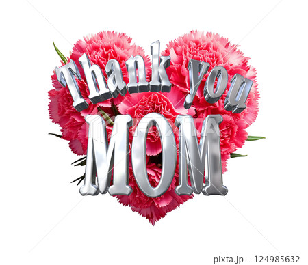 3DCG文字「Thank you MOM」母の日 124985632