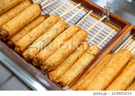 Korean traditional street food. fish cake. Korean traditional street food. fish cake. 124985814