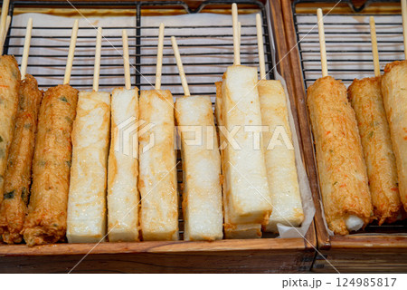 Korean traditional street food. fish cake. 124985817