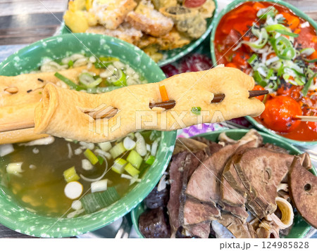 Korean traditional street food. fish cake. 124985828